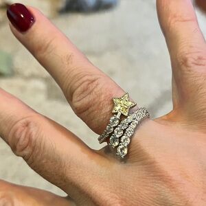 Elegant Silver and Gold Star Ring Set